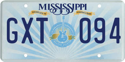 MS license plate GXT094