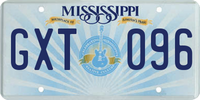 MS license plate GXT096