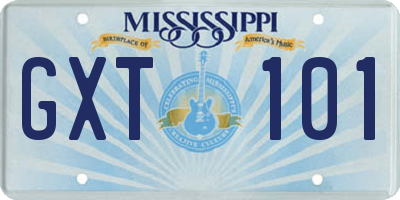 MS license plate GXT101