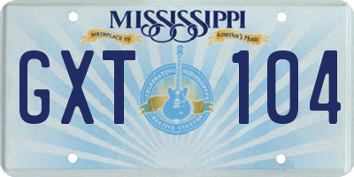 MS license plate GXT104