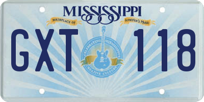 MS license plate GXT118