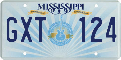 MS license plate GXT124