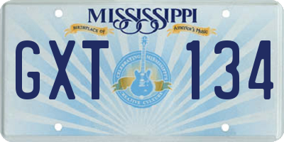 MS license plate GXT134