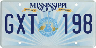 MS license plate GXT198
