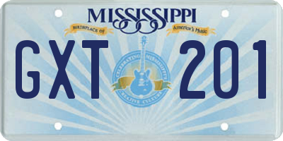 MS license plate GXT201