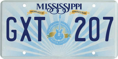 MS license plate GXT207