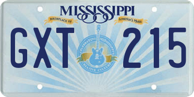 MS license plate GXT215