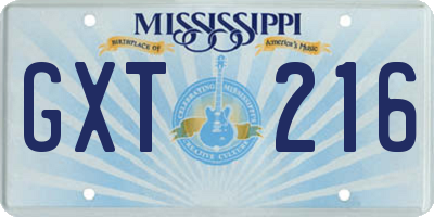 MS license plate GXT216