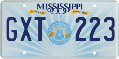 MS license plate GXT223