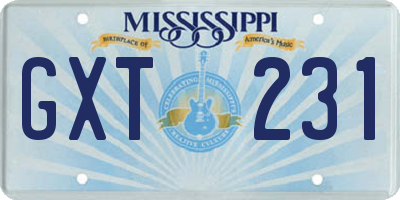 MS license plate GXT231