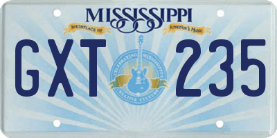 MS license plate GXT235