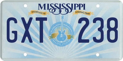 MS license plate GXT238