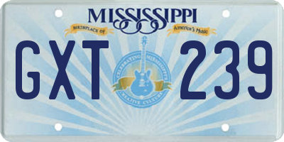 MS license plate GXT239