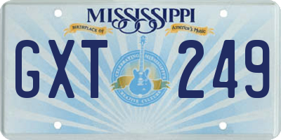 MS license plate GXT249