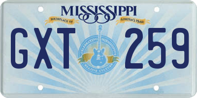MS license plate GXT259
