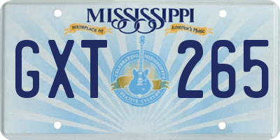 MS license plate GXT265