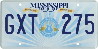 MS license plate GXT275
