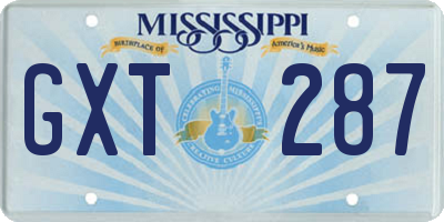 MS license plate GXT287