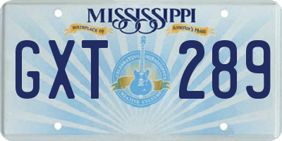 MS license plate GXT289