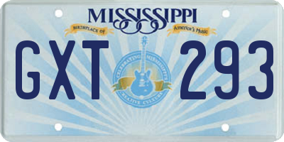 MS license plate GXT293