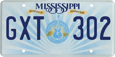 MS license plate GXT302