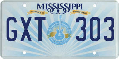 MS license plate GXT303
