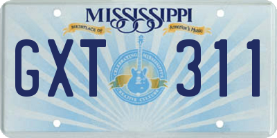 MS license plate GXT311