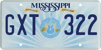 MS license plate GXT322