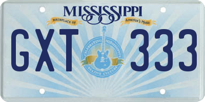 MS license plate GXT333