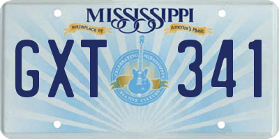 MS license plate GXT341