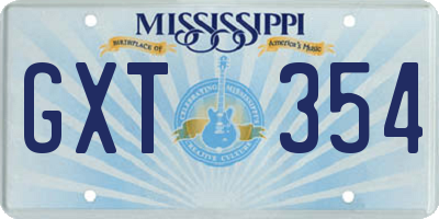 MS license plate GXT354