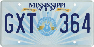 MS license plate GXT364