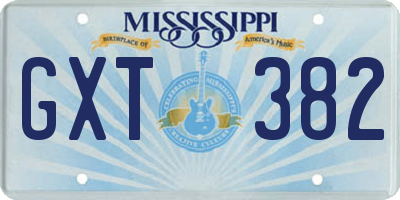 MS license plate GXT382