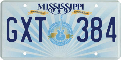 MS license plate GXT384