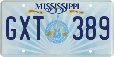 MS license plate GXT389