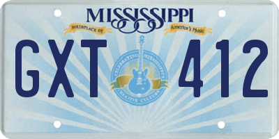 MS license plate GXT412