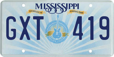 MS license plate GXT419