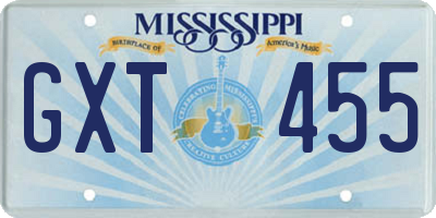 MS license plate GXT455