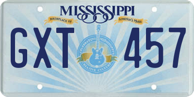 MS license plate GXT457
