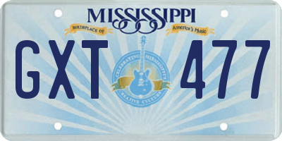 MS license plate GXT477