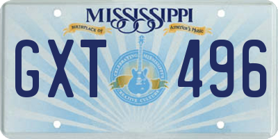 MS license plate GXT496