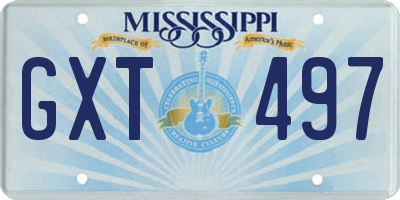 MS license plate GXT497
