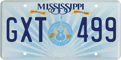 MS license plate GXT499