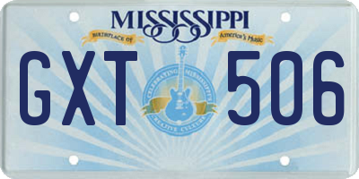 MS license plate GXT506