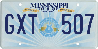 MS license plate GXT507