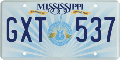 MS license plate GXT537