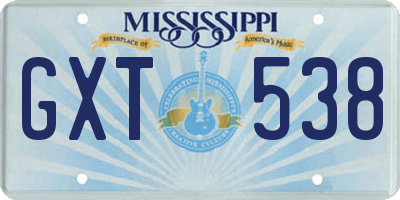 MS license plate GXT538