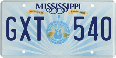 MS license plate GXT540