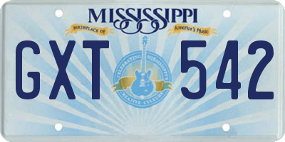 MS license plate GXT542