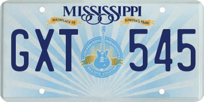 MS license plate GXT545